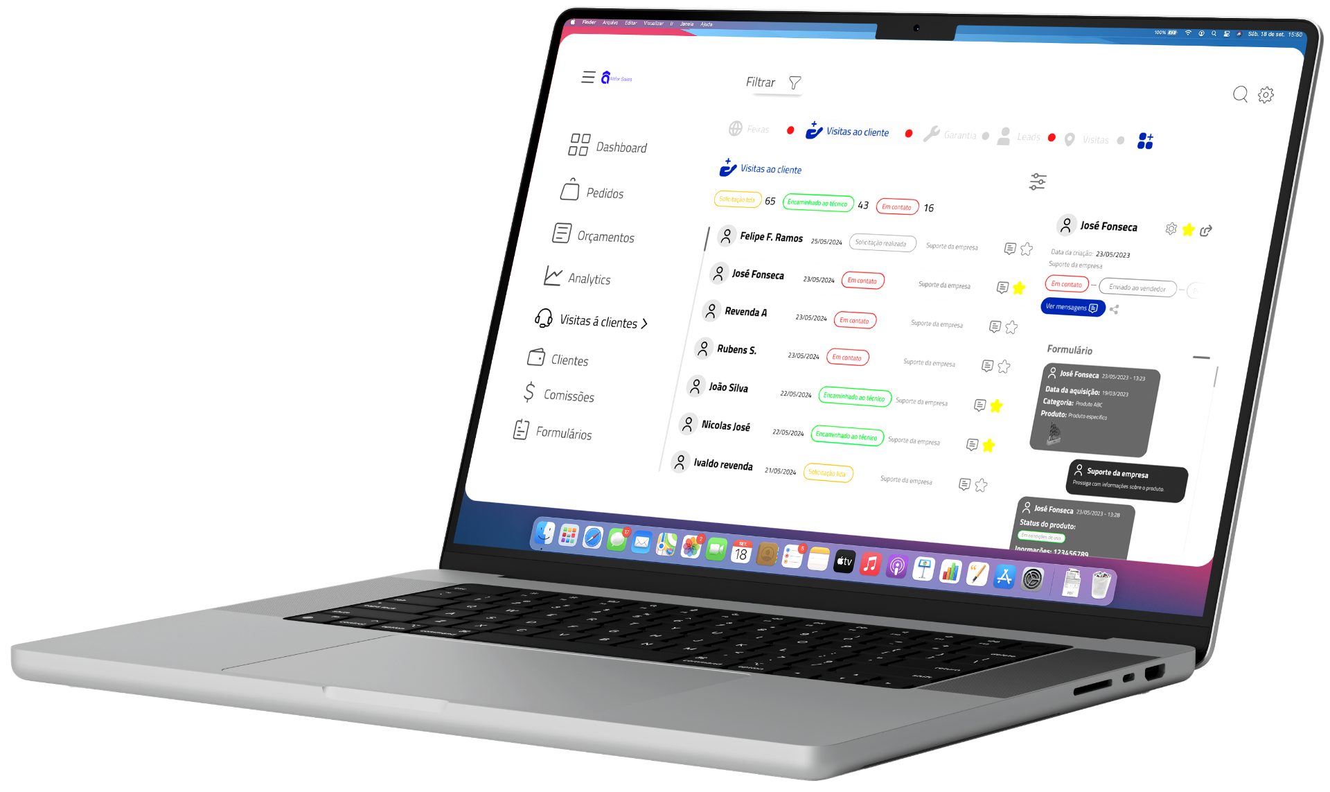 Painel Altfor Sales no computador